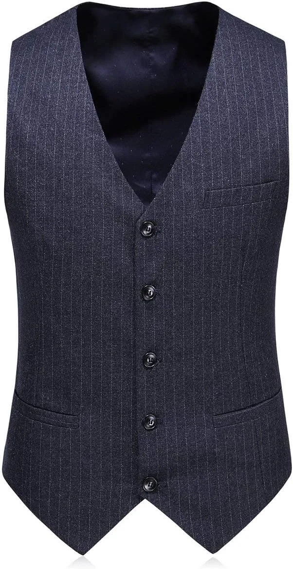 Men's Suits Handsome Wedding Navy Blue Pinstripe Double Breasted Slim Fit 3 Piece Business Foraml Suits