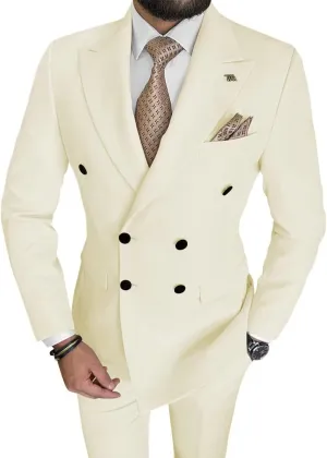 Mens Suits Slim Fit 2 Piece Double Breasted Suit Men Wedding Suit Tuxedo Blazer and Pants for Prom Party Dress