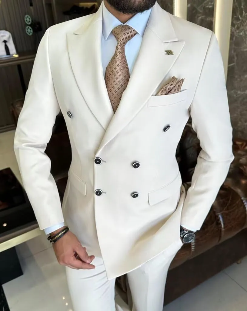 Mens Suits Slim Fit 2 Piece Double Breasted Suit Men Wedding Suit Tuxedo Blazer and Pants for Prom Party Dress