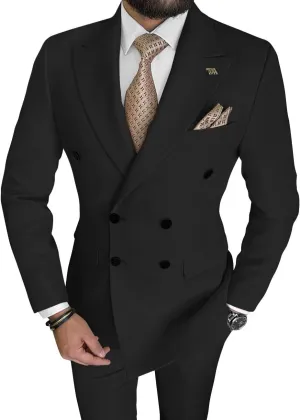 Mens Suits Slim Fit 2 Piece Double Breasted Suit Men Wedding Suit Tuxedo Blazer and Pants for Prom Party Dress