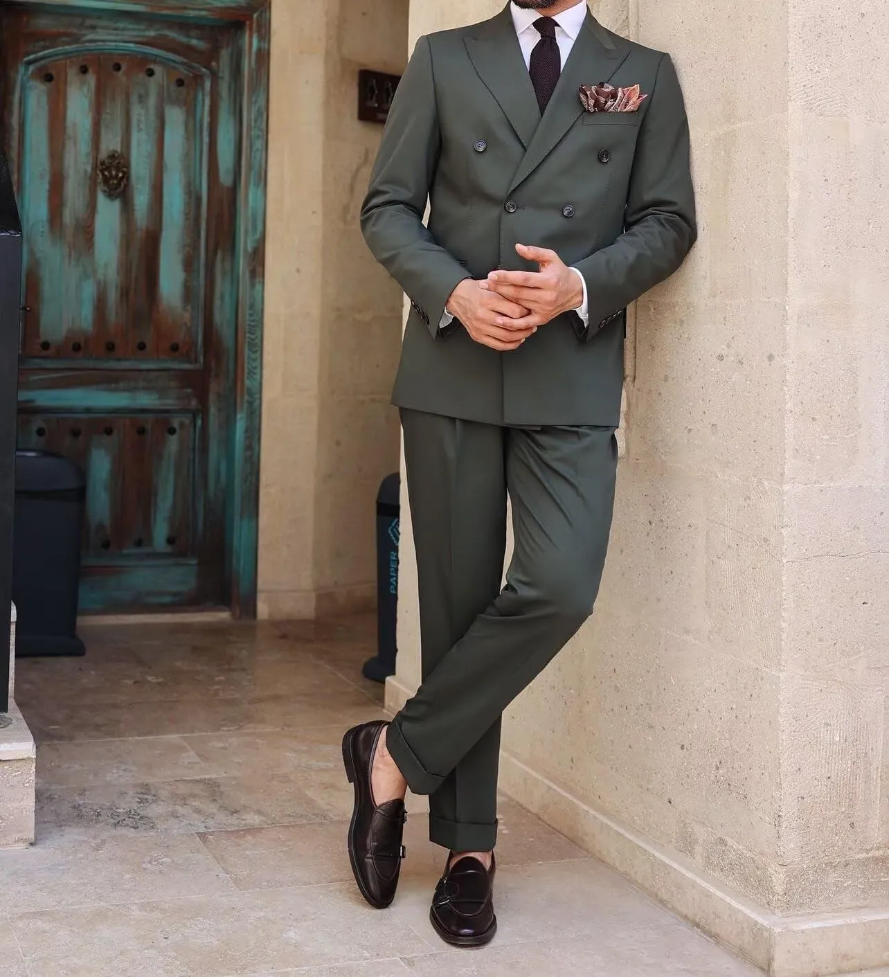 Mens Suits Slim Fit 2 Piece Double Breasted Suit Men Wedding Suit Tuxedo Blazer and Pants for Prom Party Dress
