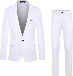 Mens Suits Slim Fit 2 Piece Solid Blazer Pants Business Suit Set Prom Tuxedo Wedding Suit Jacket Pants Set