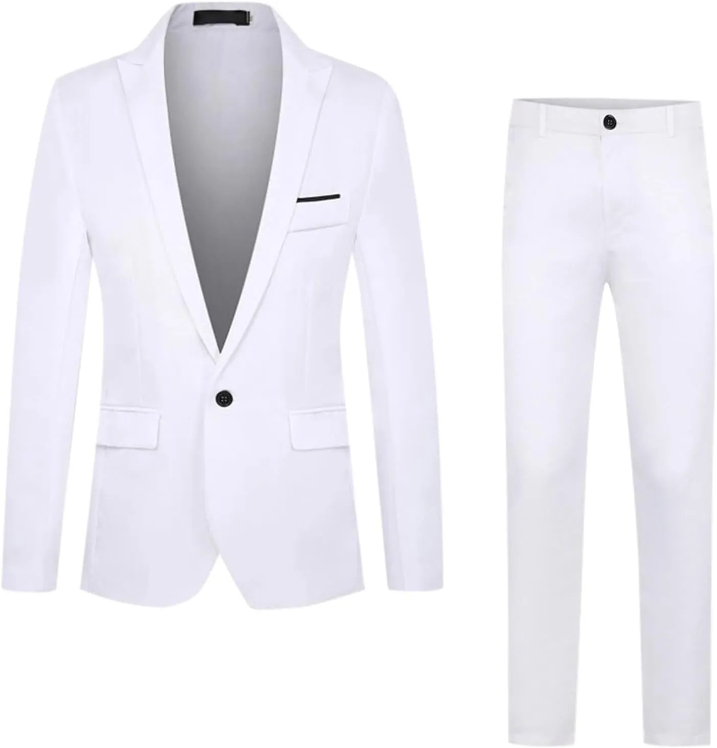 Mens Suits Slim Fit 2 Piece Solid Blazer Pants Business Suit Set Prom Tuxedo Wedding Suit Jacket Pants Set
