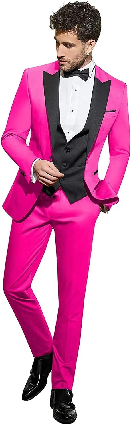 Mens Suits Slim Fit 3 Piece Blazer Jacket Tuxedos Groomsmen for Daily Business Wedding Party