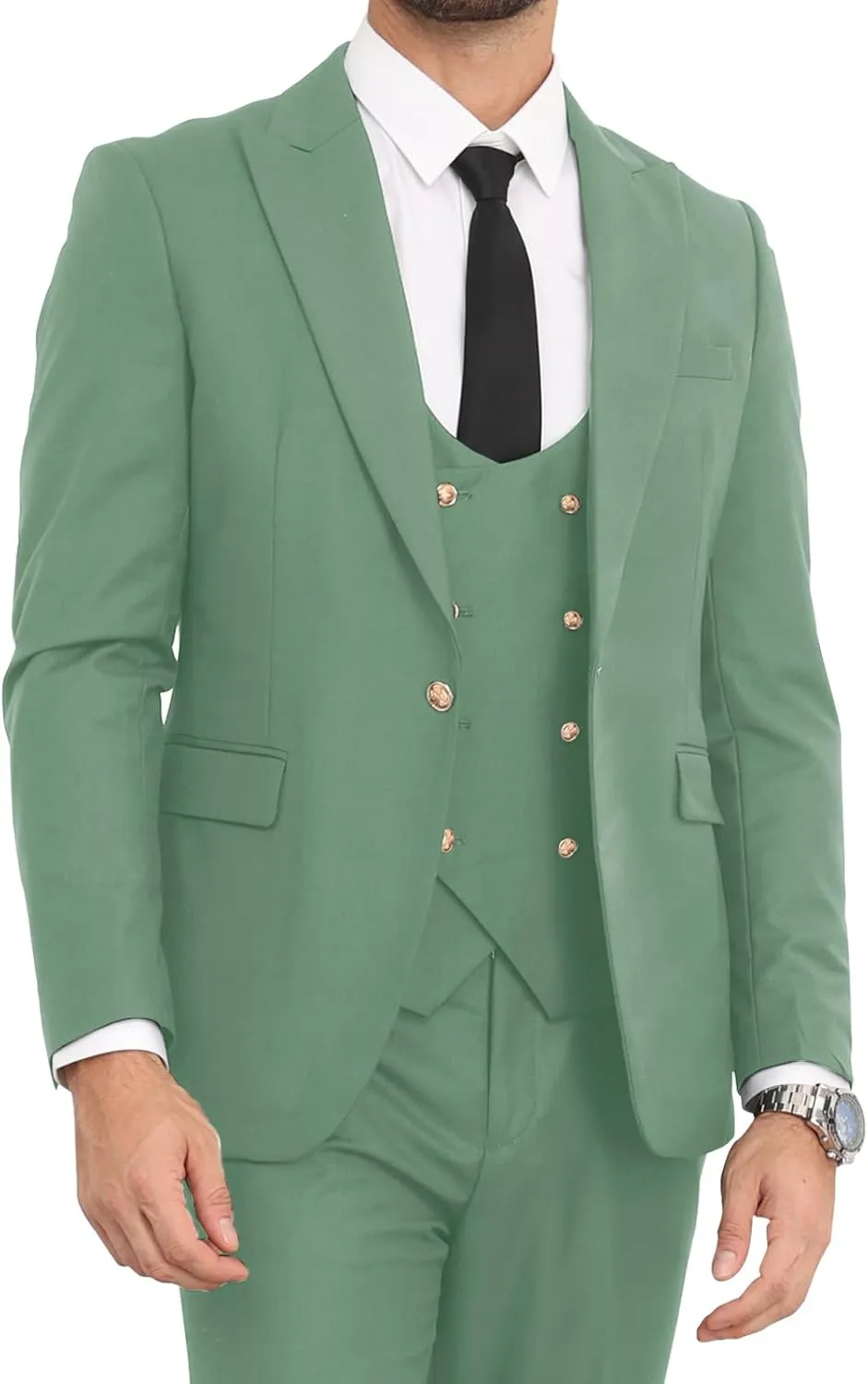 Mens Suits Slim Fit 3 Piece Double Breasted Suit Men Wedding Prom Suits