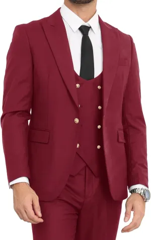 Mens Suits Slim Fit 3 Piece Double Breasted Suit Men Wedding Prom Suits