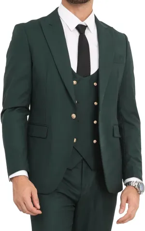 Mens Suits Slim Fit 3 Piece Double Breasted Suit Men Wedding Prom Suits
