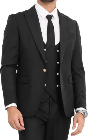 Mens Suits Slim Fit 3 Piece Double Breasted Suit Men Wedding Prom Suits