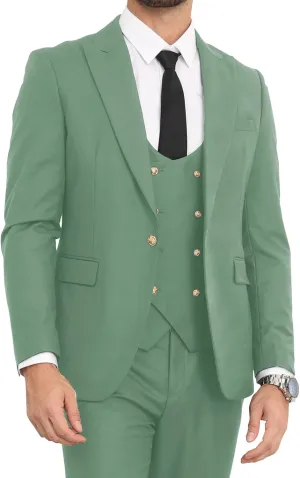 Mens Suits Slim Fit 3 Piece Double Breasted Suit Men Wedding Prom Suits