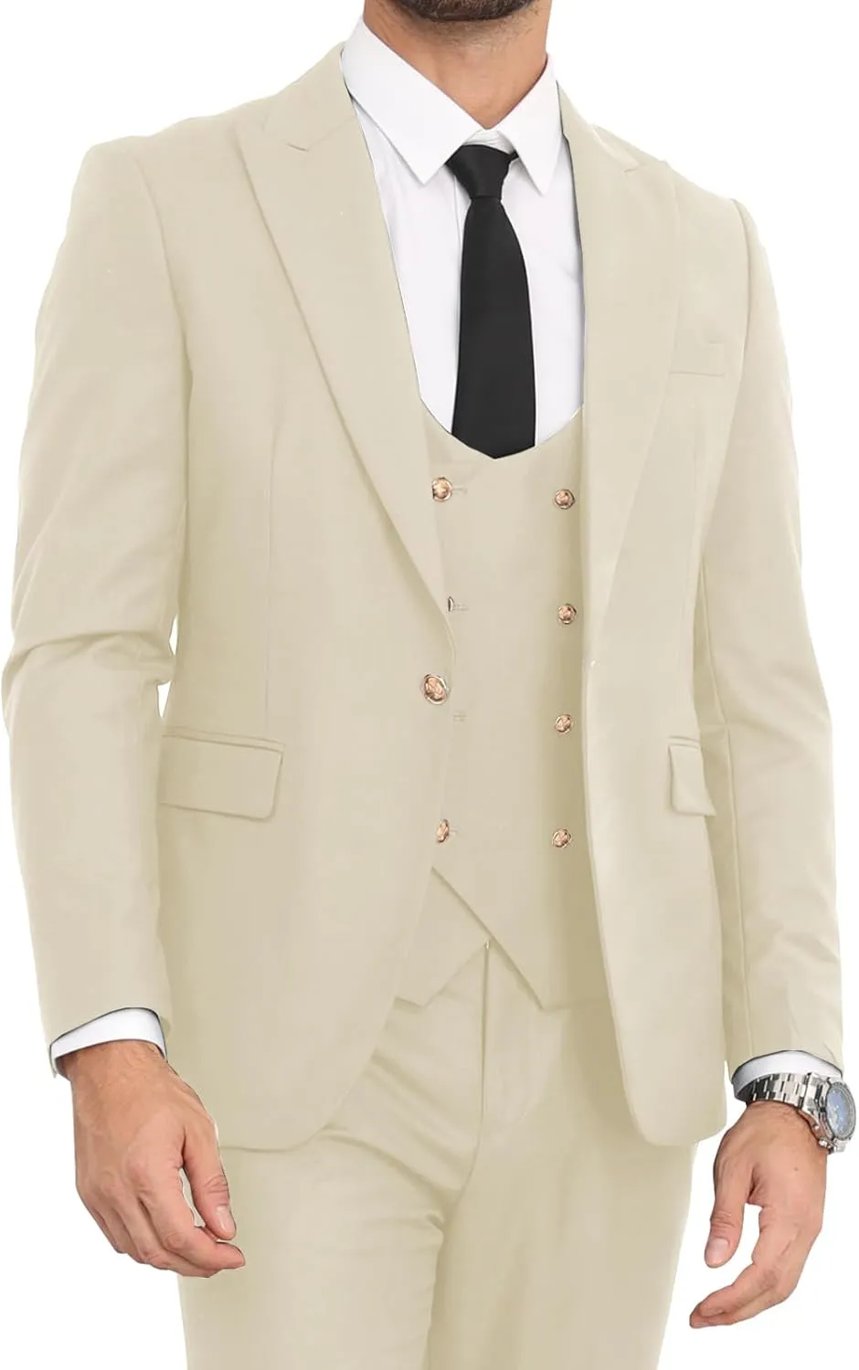 Mens Suits Slim Fit 3 Piece Double Breasted Suit Men Wedding Prom Suits