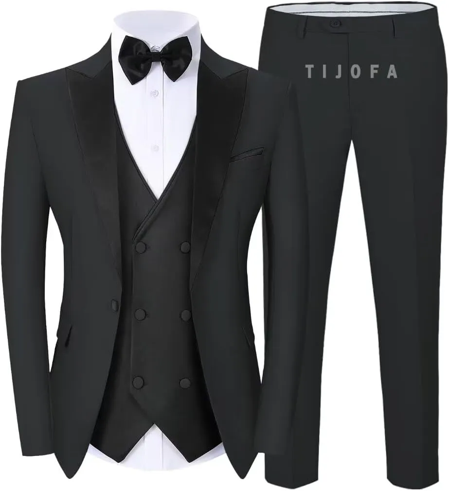 Men's Suits Slim Fit 3 Piece Tuxedo Suits for Men Wedding Double Breasted Suit Prom Wedding Party Suit with Tie