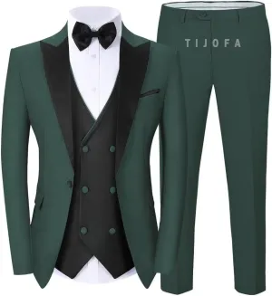 Men's Suits Slim Fit 3 Piece Tuxedo Suits for Men Wedding Double Breasted Suit Prom Wedding Party Suit with Tie