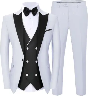 Men's Suits Slim Fit 3 Piece Tuxedo Suits for Men Wedding Double Breasted Suit Prom Wedding Party Suit with Tie