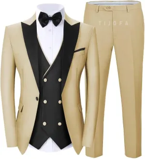 Men's Suits Slim Fit 3 Piece Tuxedo Suits for Men Wedding Double Breasted Suit Prom Wedding Party Suit with Tie