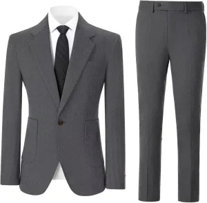 Men's Suits Slim Fit Herringbone Tweed Suits for Men 2 Piece Wedding Prom Suit Jacket Pants Wool Blend Tuxedo Set