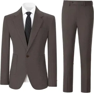 Men's Suits Slim Fit Herringbone Tweed Suits for Men 2 Piece Wedding Prom Suit Jacket Pants Wool Blend Tuxedo Set