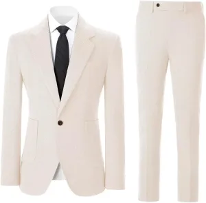Men's Suits Slim Fit Herringbone Tweed Suits for Men 2 Piece Wedding Prom Suit Jacket Pants Wool Blend Tuxedo Set