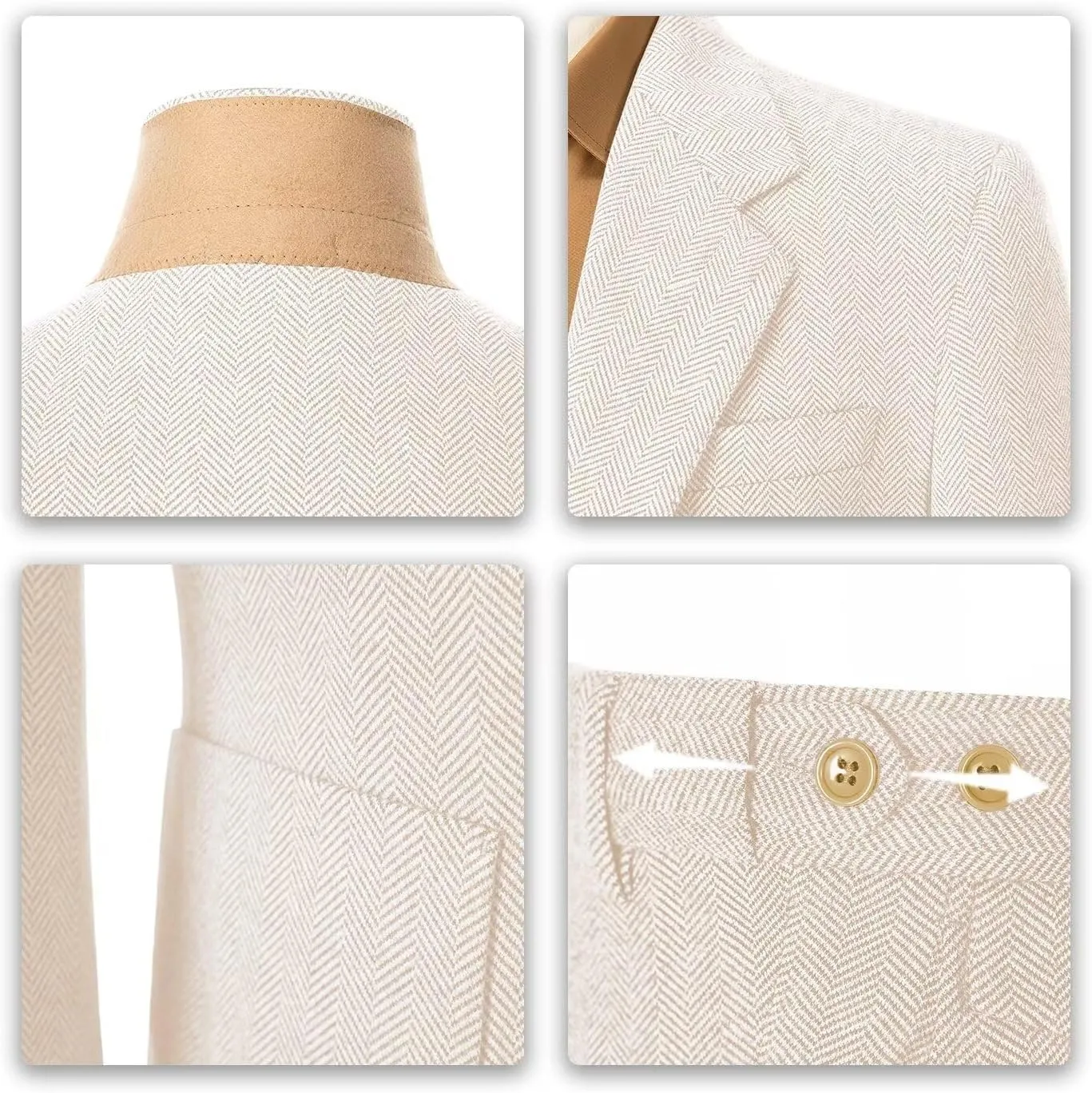 Men's Suits Slim Fit Herringbone Tweed Suits for Men 2 Piece Wedding Prom Suit Jacket Pants Wool Blend Tuxedo Set