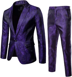 Mens Suits, Slim Fit Prom Homecoming Suit for Men, Wedding Business Outfit 2 Piece Suit Jacket Blazer Pants Set