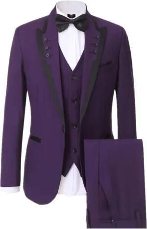 Men's Suits Slim Fit Purple Wedding/Business Suits 3 Pieces Elegant Groom Tuxedos