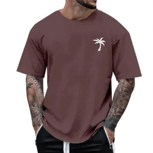 Men's Summer Short Sleeve Palm Tree Print T-Shirts Lightweight Quick Dry Casual Loose Fit Graphic Tee Shirts 2025