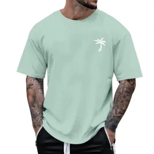 Men's Summer Short Sleeve Palm Tree Print T-Shirts Lightweight Quick Dry Casual Loose Fit Graphic Tee Shirts 2025