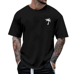 Men's Summer Short Sleeve Palm Tree Print T-Shirts Lightweight Quick Dry Casual Loose Fit Graphic Tee Shirts 2025