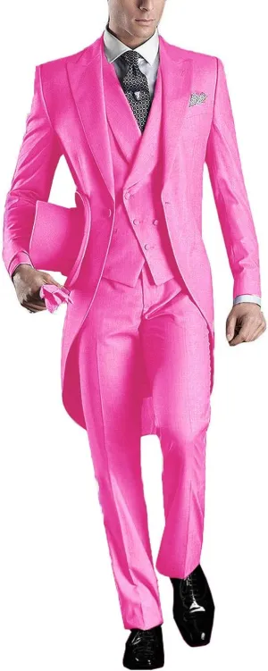 Men's Tailcoat Suit Slim Fit Peak Lapel One Button Three Piece Set