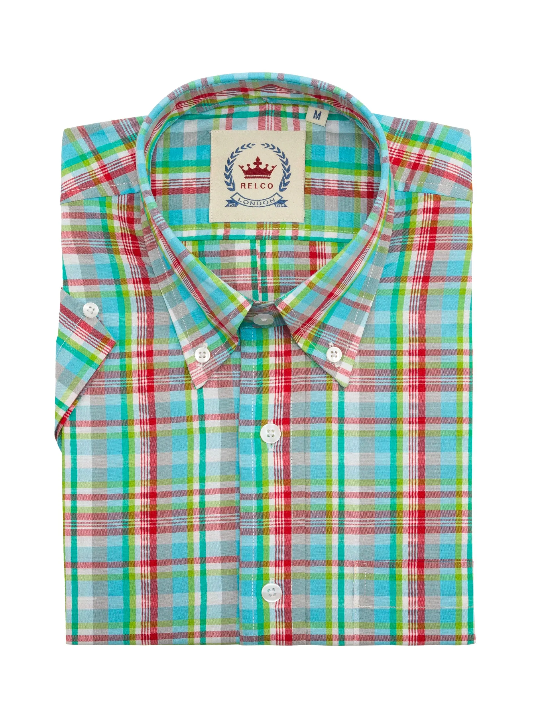 Men's Turquoise blue multi Check Shirt- CK-58 - UP TO 5XL