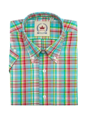 Men's Turquoise blue multi Check Shirt- CK-58 - UP TO 5XL