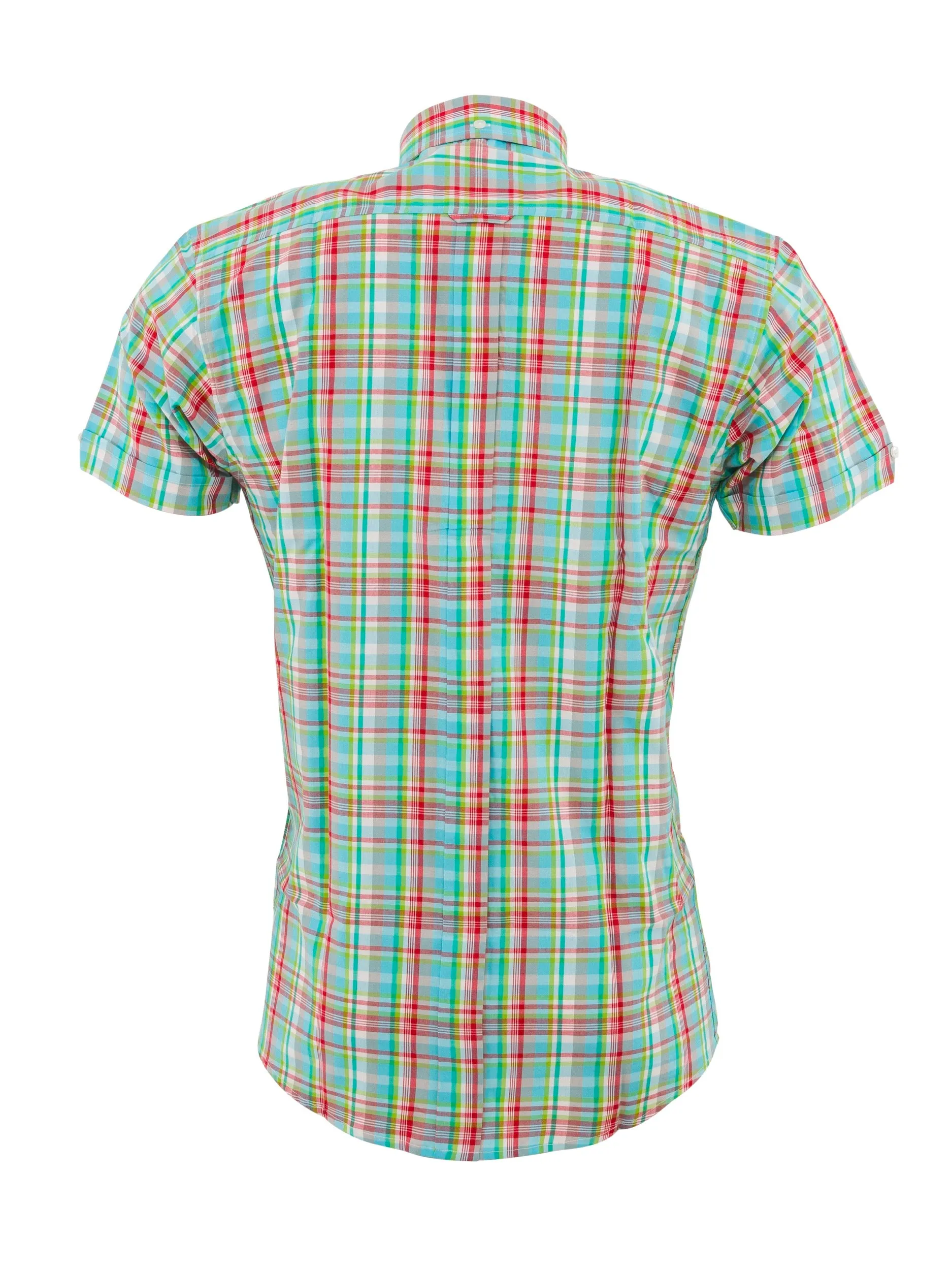 Men's Turquoise blue multi Check Shirt- CK-58 - UP TO 5XL