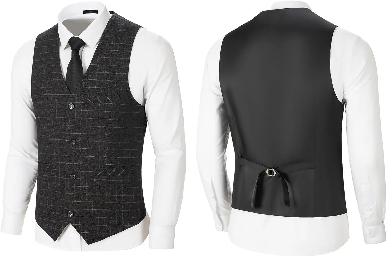 Men's Tuxedo Suits Slim Fit Plaid Suits for Men 3 Piece Suit Jacket Vest Pants Set for Wedding Prom