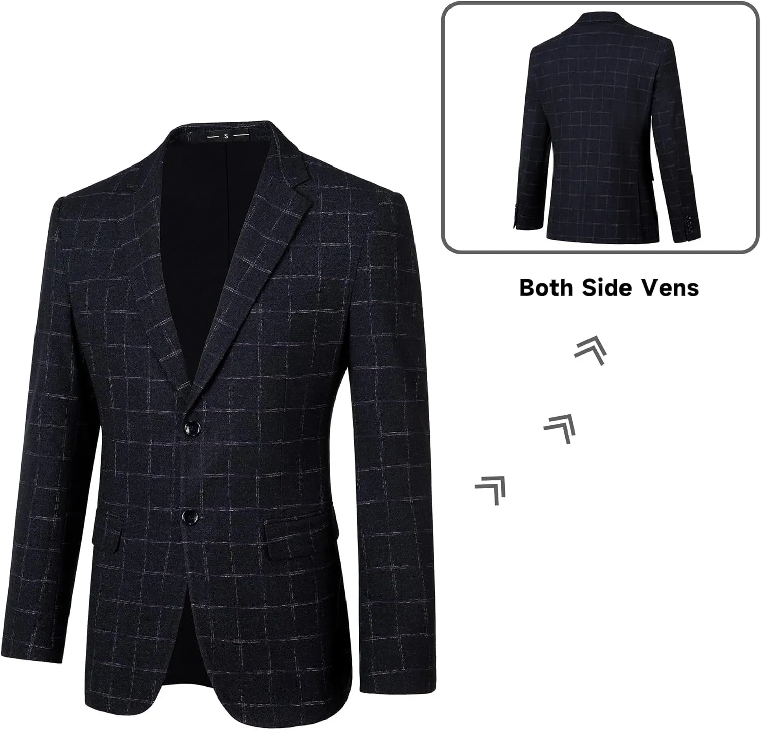 Men's Tuxedo Suits Slim Fit Plaid Suits for Men 3 Piece Suit Jacket Vest Pants Set for Wedding Prom