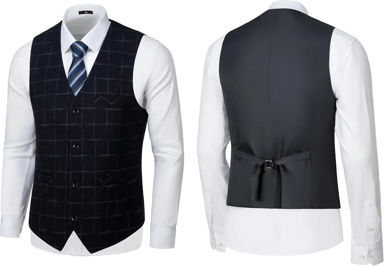 Men's Tuxedo Suits Slim Fit Plaid Suits for Men 3 Piece Suit Jacket Vest Pants Set for Wedding Prom