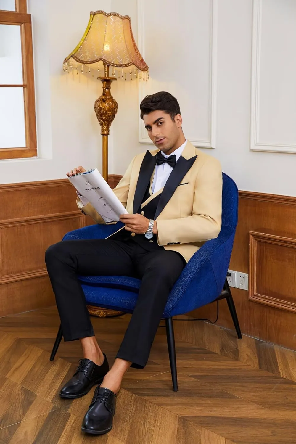 Men's Tuxedos 3 Pieces Double Breasted Suit Slim Fit Suits for Men Prom Wedding Groom Tux Suits Blazer Vest Pants