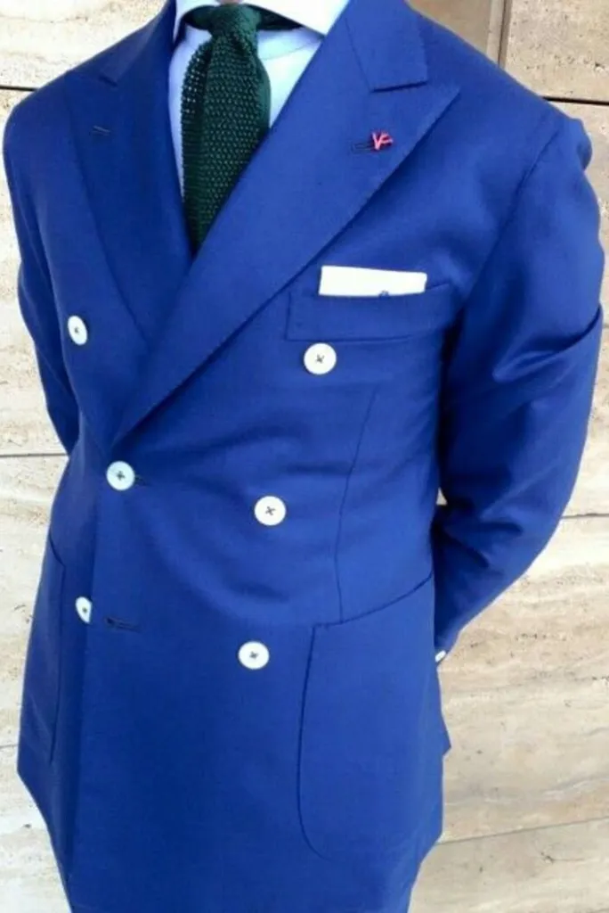 Men's Two Piece Suit Royal Blue Double Breasted Suit Wedding Suit Party Wear Elegant Suits Bespoke