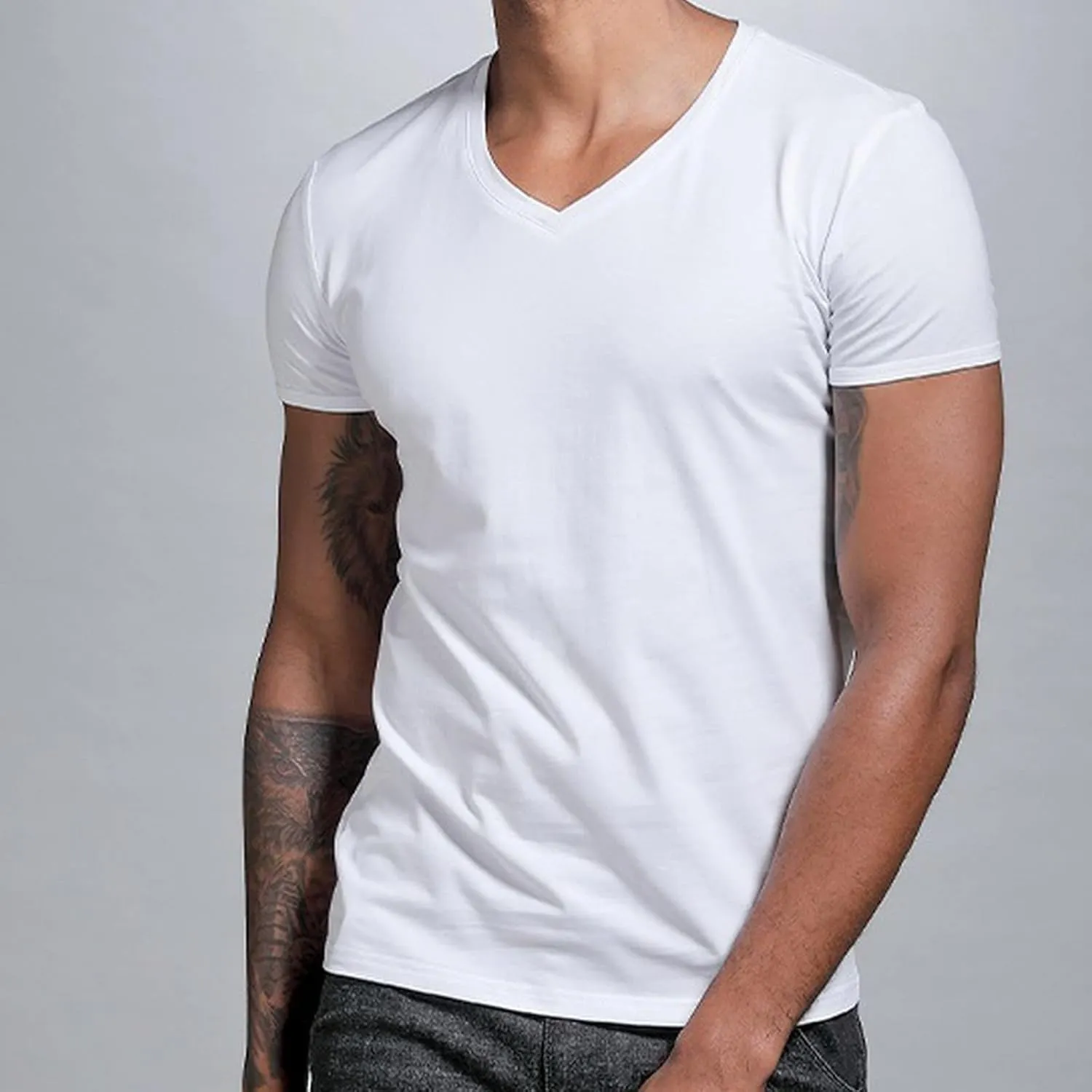 Mens V-Neck Tshirts Short Sleeve Slim Fit Casual Workout Tshirts Summer Sports Lightweight Gym Big and Tall Tees