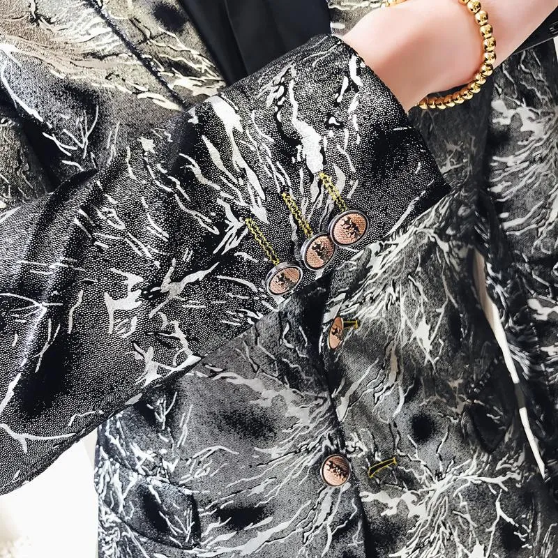 Men's Velvet Blazer With Print