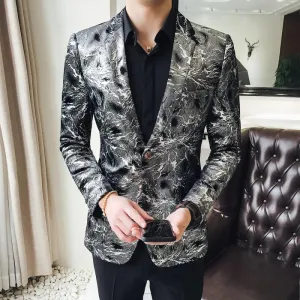 Men's Velvet Blazer With Print