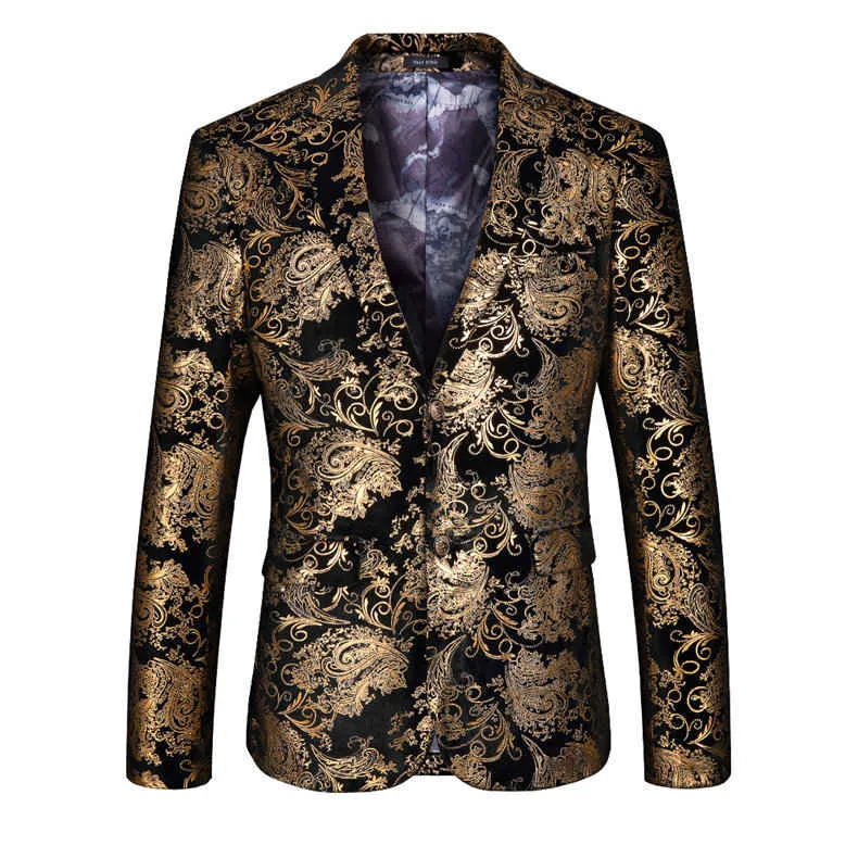 Men's Velvet Silver Blazer With Floral Print