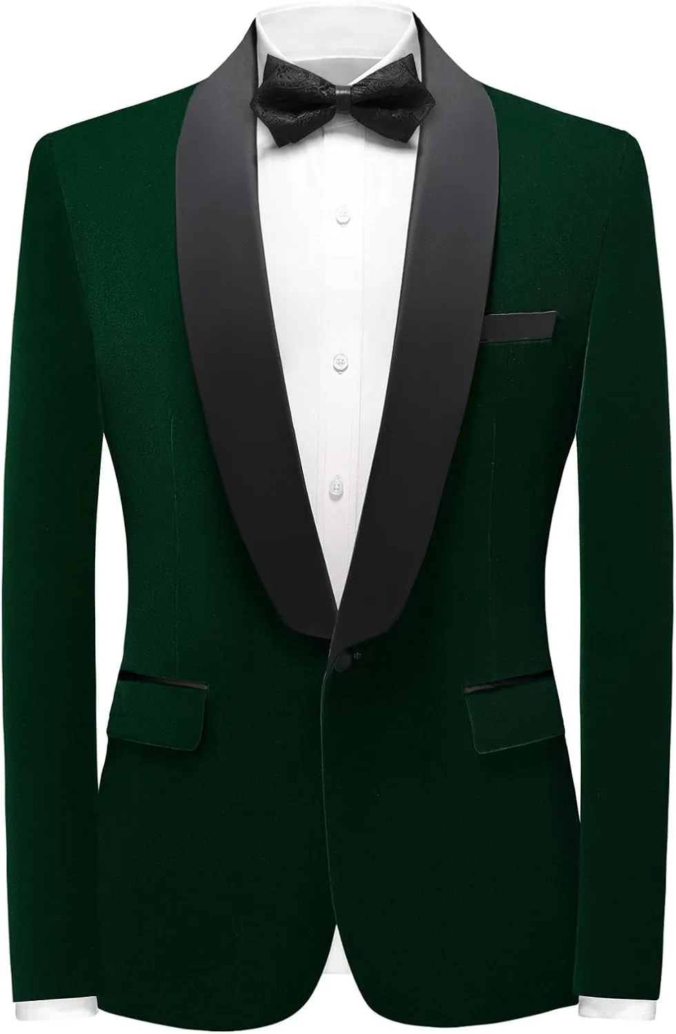 Mens Velvet Suits Slim Fit 2 Piece Tuxedo Suit for Men Solid One Button Shawl Lapel Blazer Jacket & Pants Set for Wedding