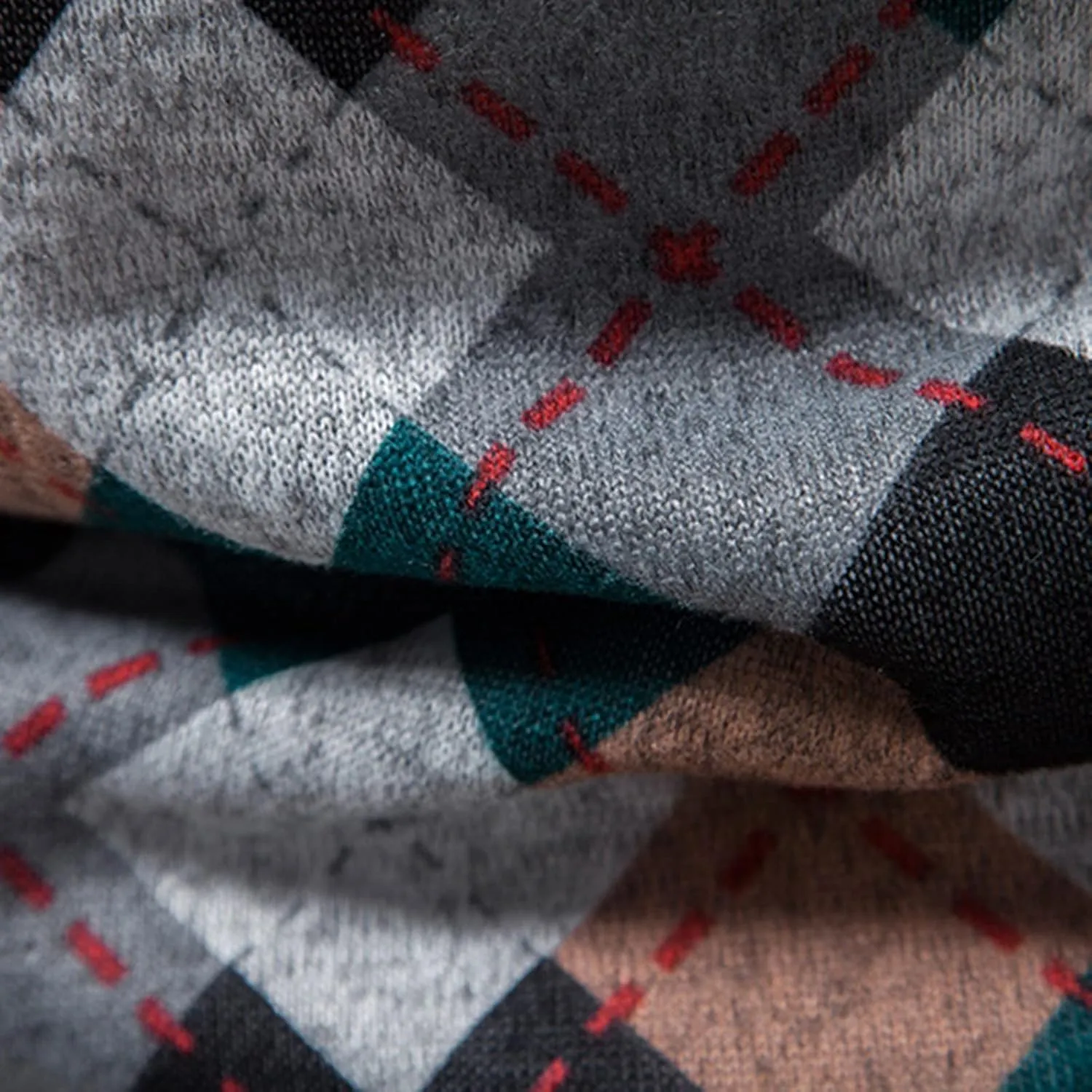 Men's Vintage Argyle Plaid Button Down Cardigan Sweater V-Neck Casual Slim Fit Long Sleeve Knitted Sweaters