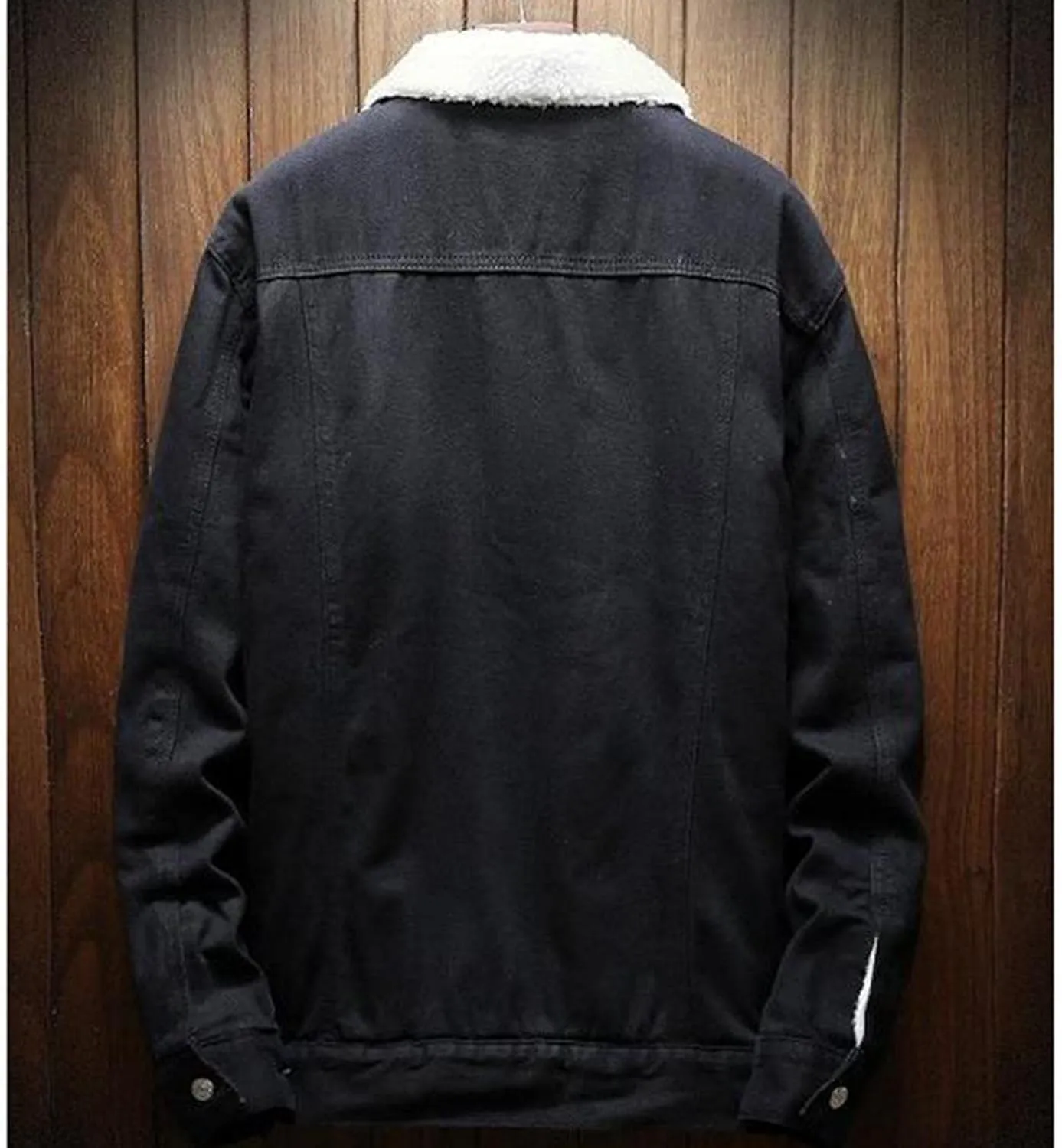 Mens Vintage Jean Jackets Sherpa Fleece Lined Denim Trucker Jackets Big and Tall Faux Fur Collar Windbreakers