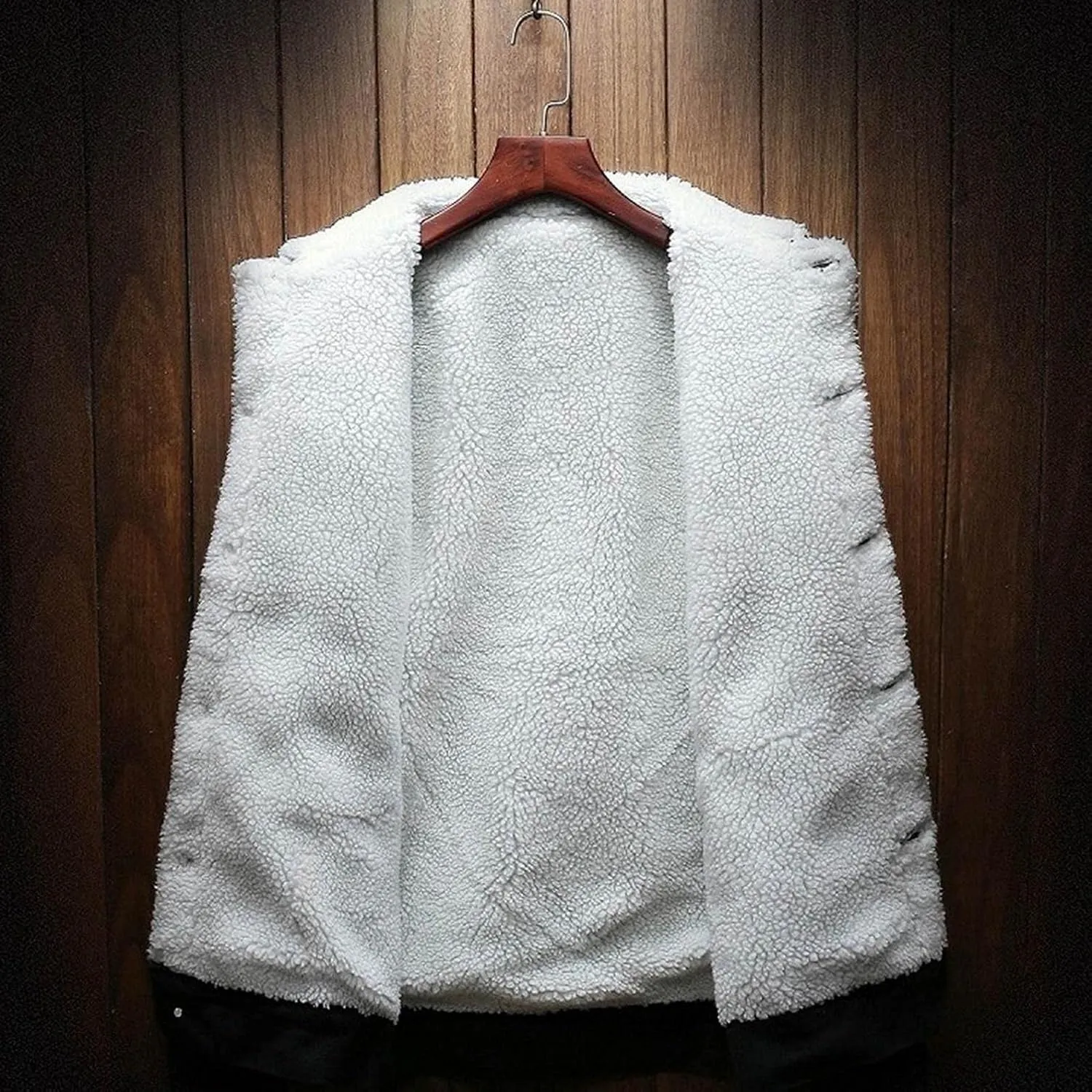 Mens Vintage Jean Jackets Sherpa Fleece Lined Denim Trucker Jackets Big and Tall Faux Fur Collar Windbreakers