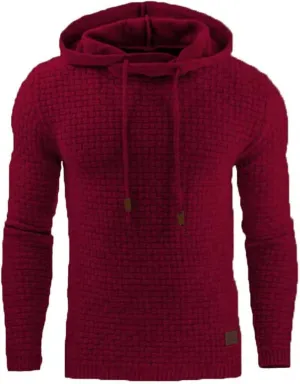 Men's Waffle Hoodie Sweatshirts Long Sleeve Pullover Palin Plaid Jacquard Fall Hoodie Casual Drawstring Hoodies Tops