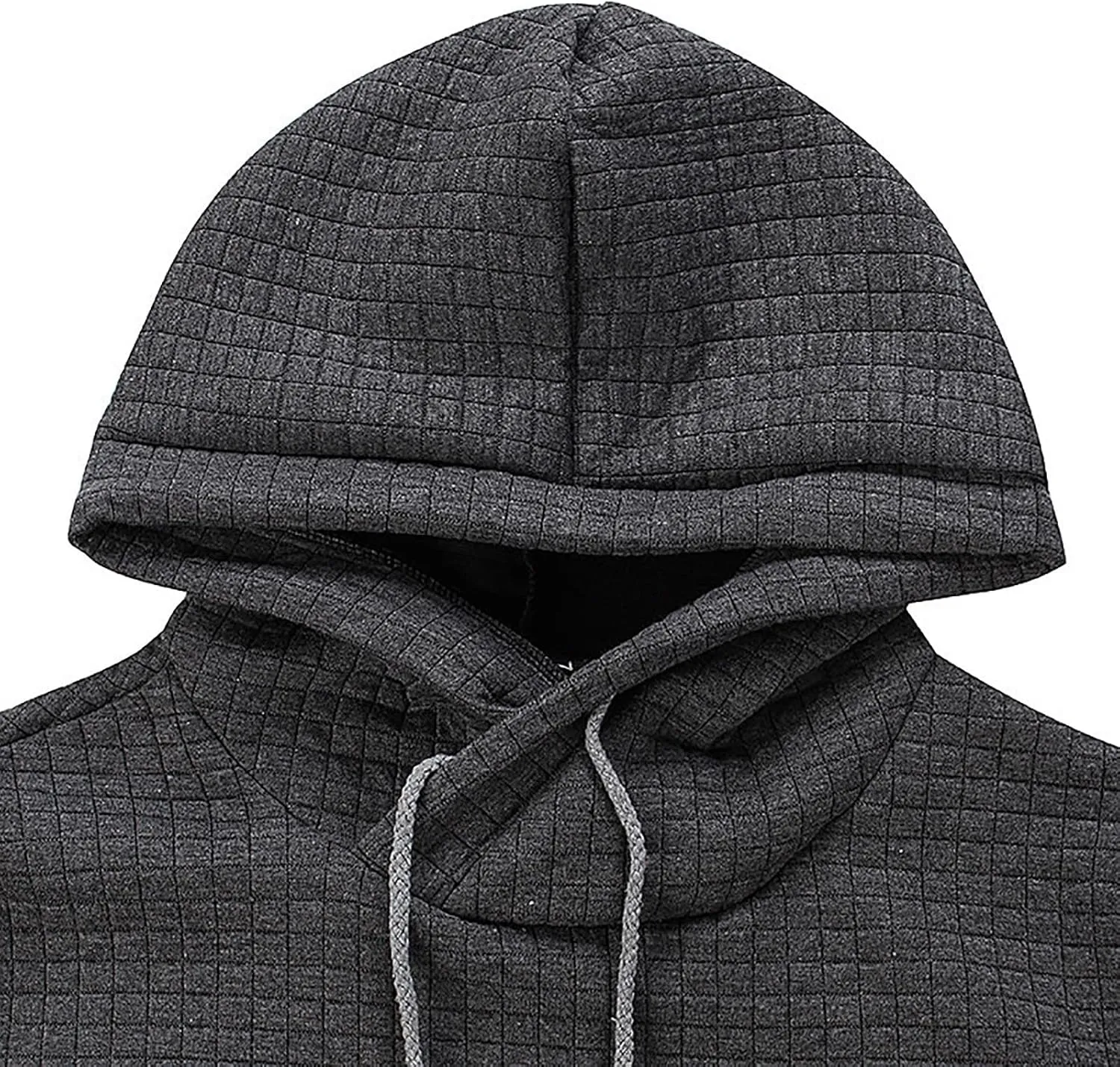 Men's Waffle Hoodie Sweatshirts Long Sleeve Pullover Palin Plaid Jacquard Fall Hoodie Casual Drawstring Hoodies Tops