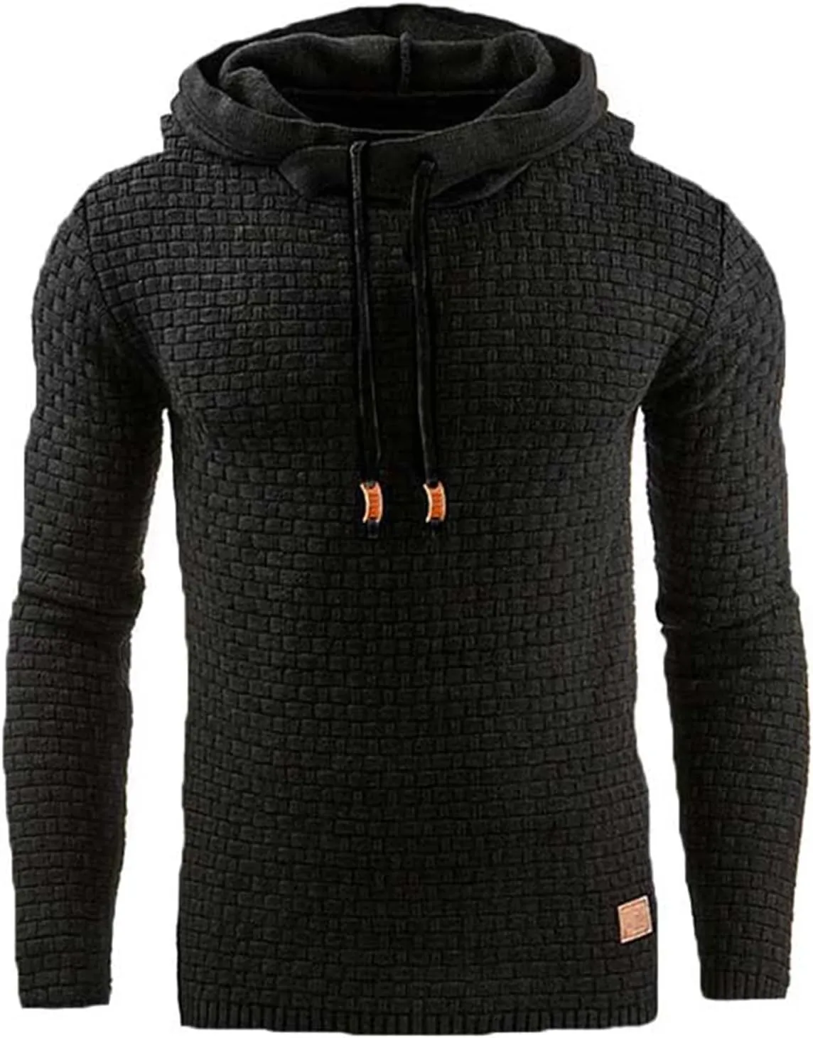 Men's Waffle Hoodie Sweatshirts Long Sleeve Pullover Palin Plaid Jacquard Fall Hoodie Casual Drawstring Hoodies Tops