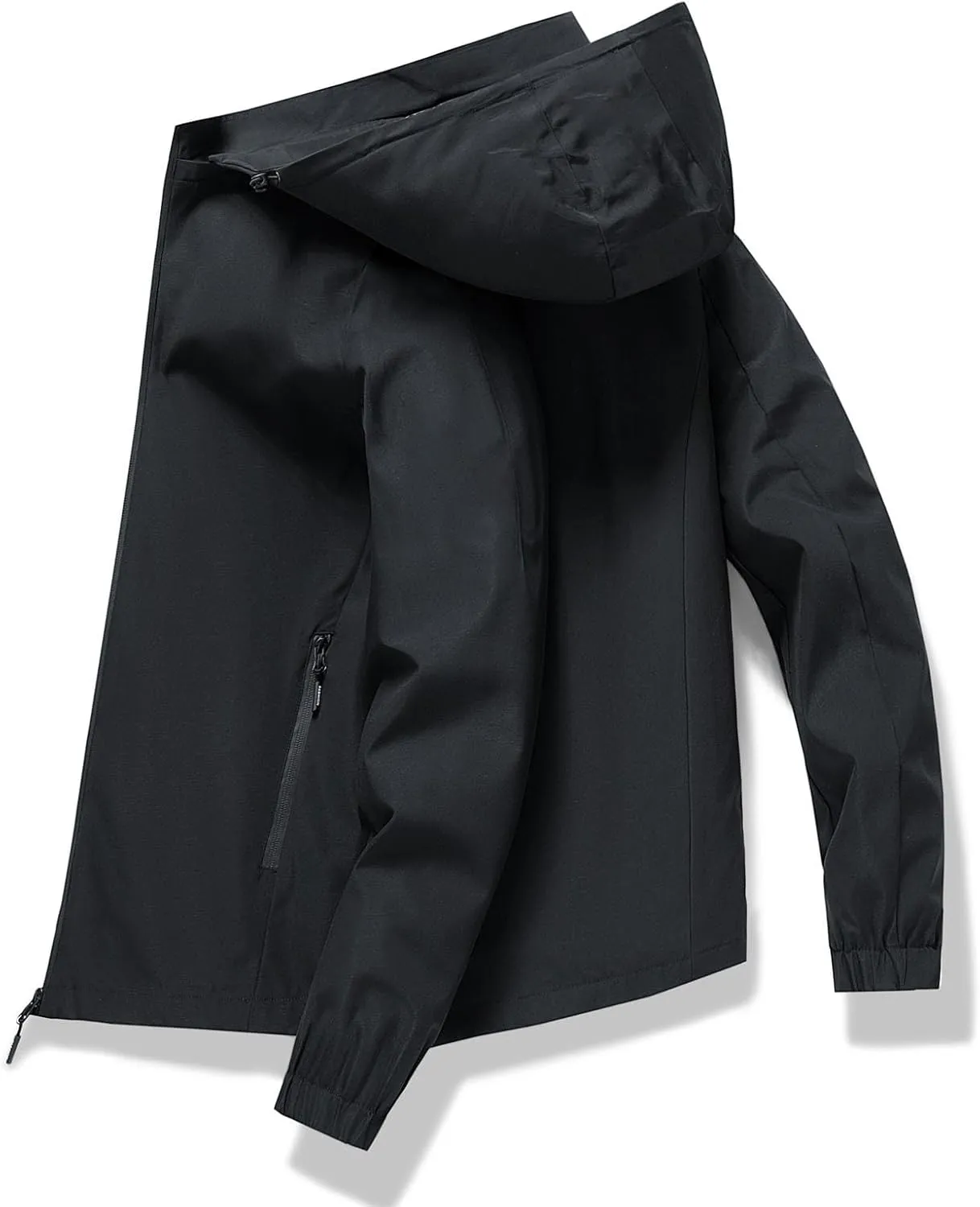 Mens Windproof Jacket Waterproof Lightweight Outdoor Sport Rain Jacket for Men Hooded Windbreaker Raincoat L-5XL