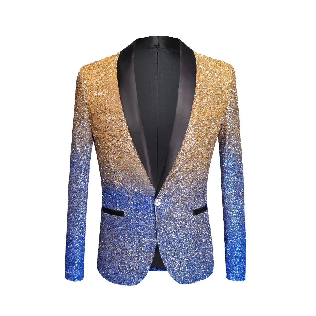 Men's Winter Gradient Color Shiny Slim Fit Party Blazer