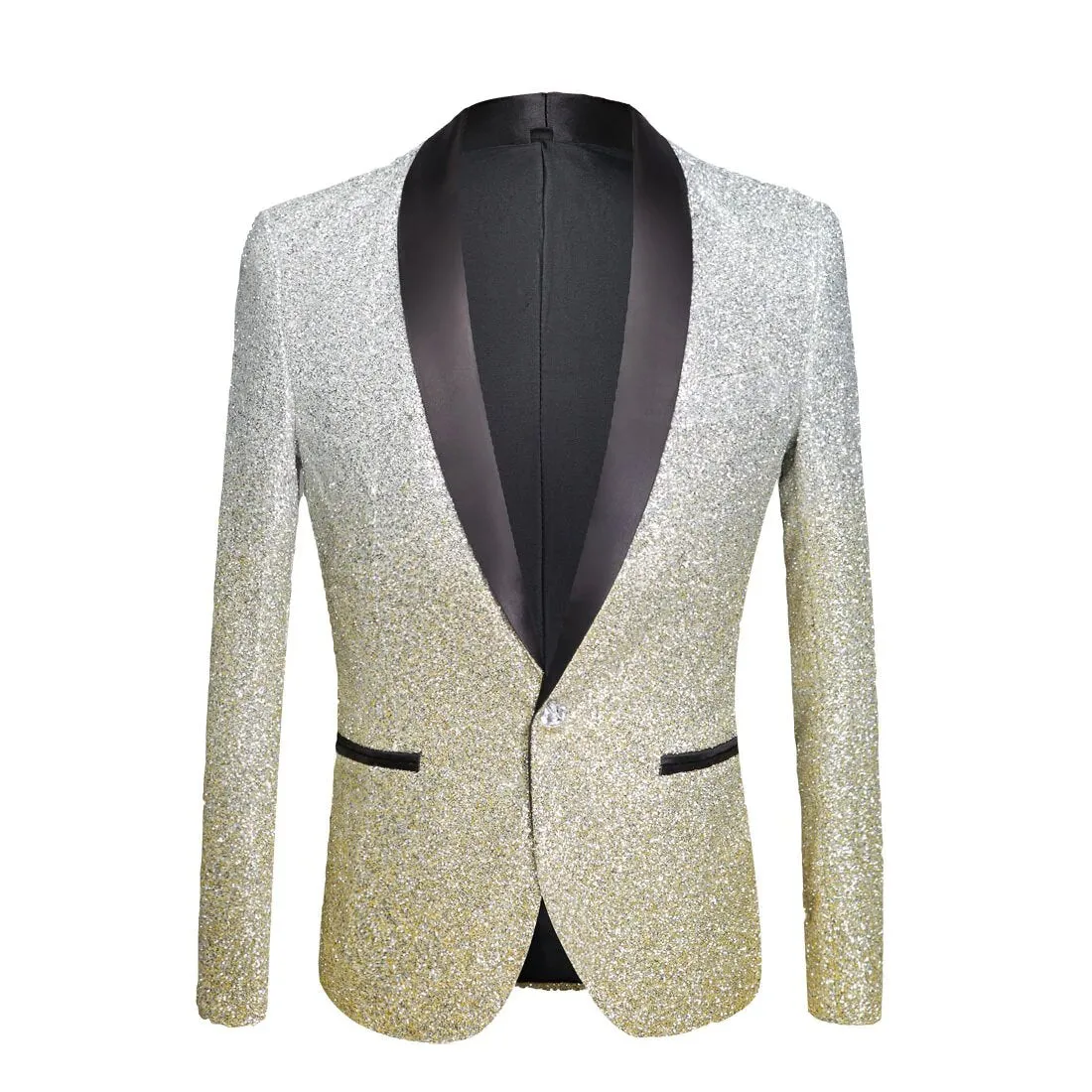 Men's Winter Gradient Color Shiny Slim Fit Party Blazer